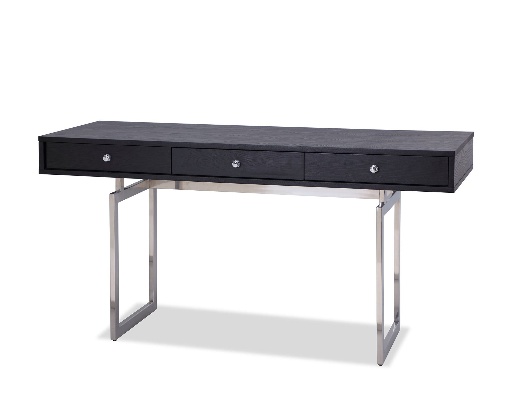 Liang & Eimil Hamilton Desk with Black Ash Veneer and Polished Stainless Steel