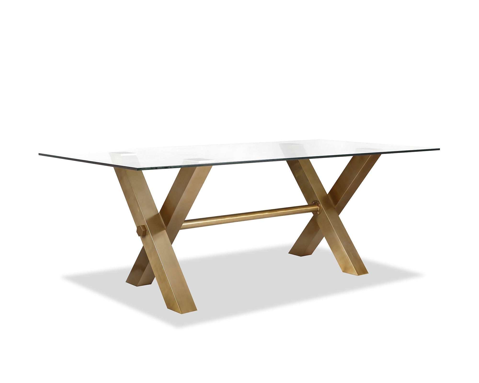 Zaha Dining Table  - Clear Glass/Brushed Brass