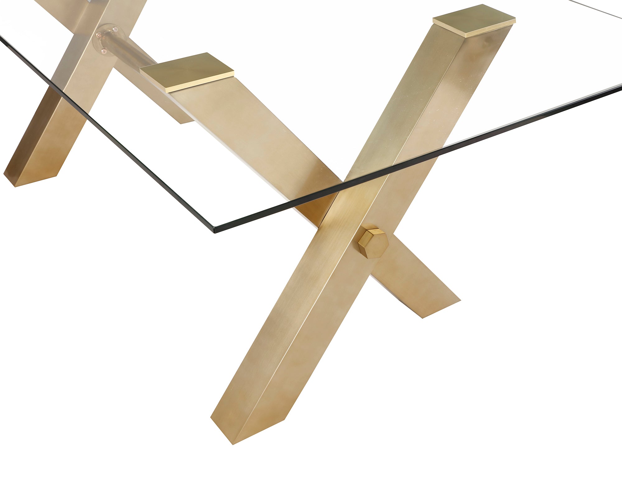 Zaha Dining Table  - Clear Glass/Brushed Brass