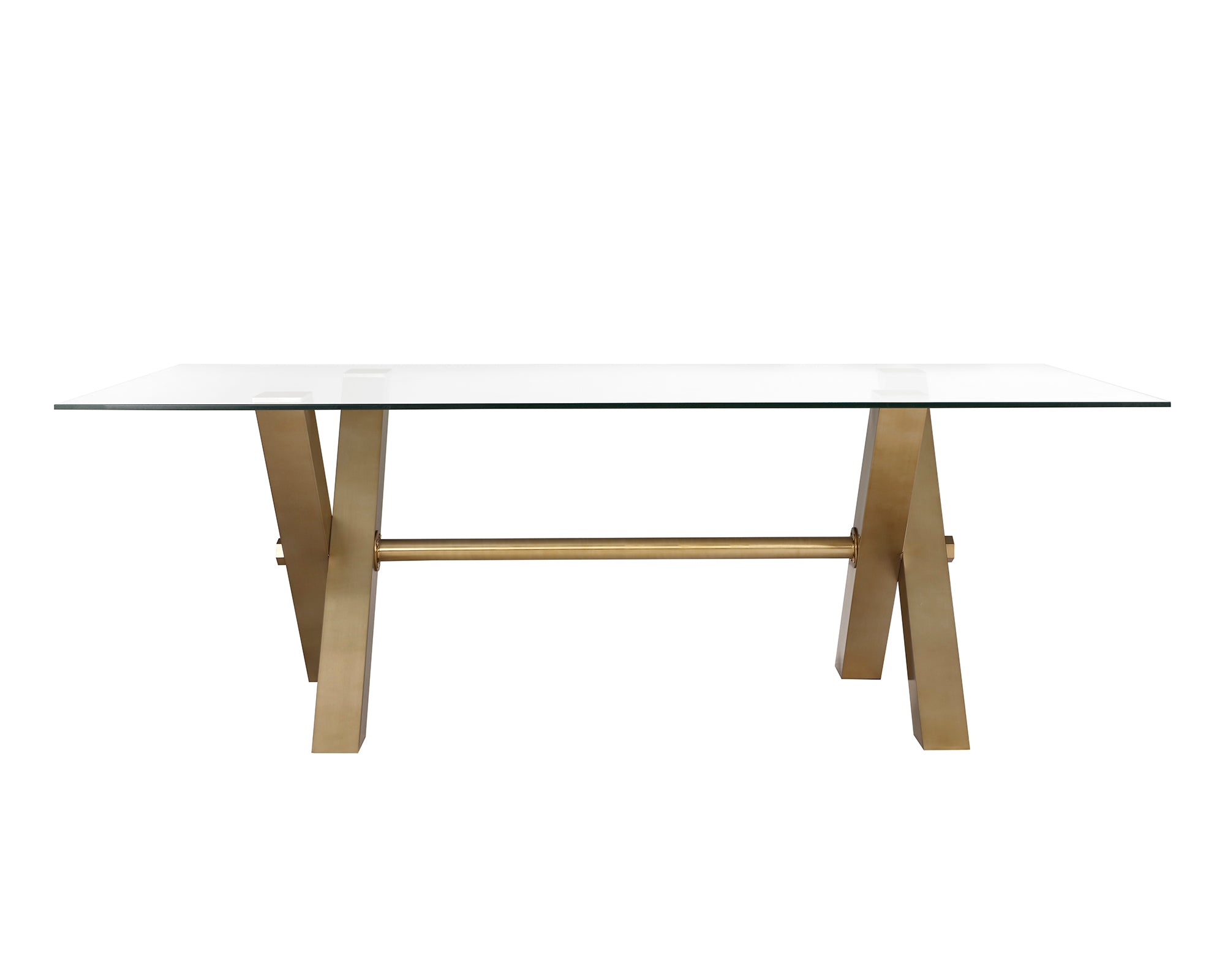 Zaha Dining Table  - Clear Glass/Brushed Brass