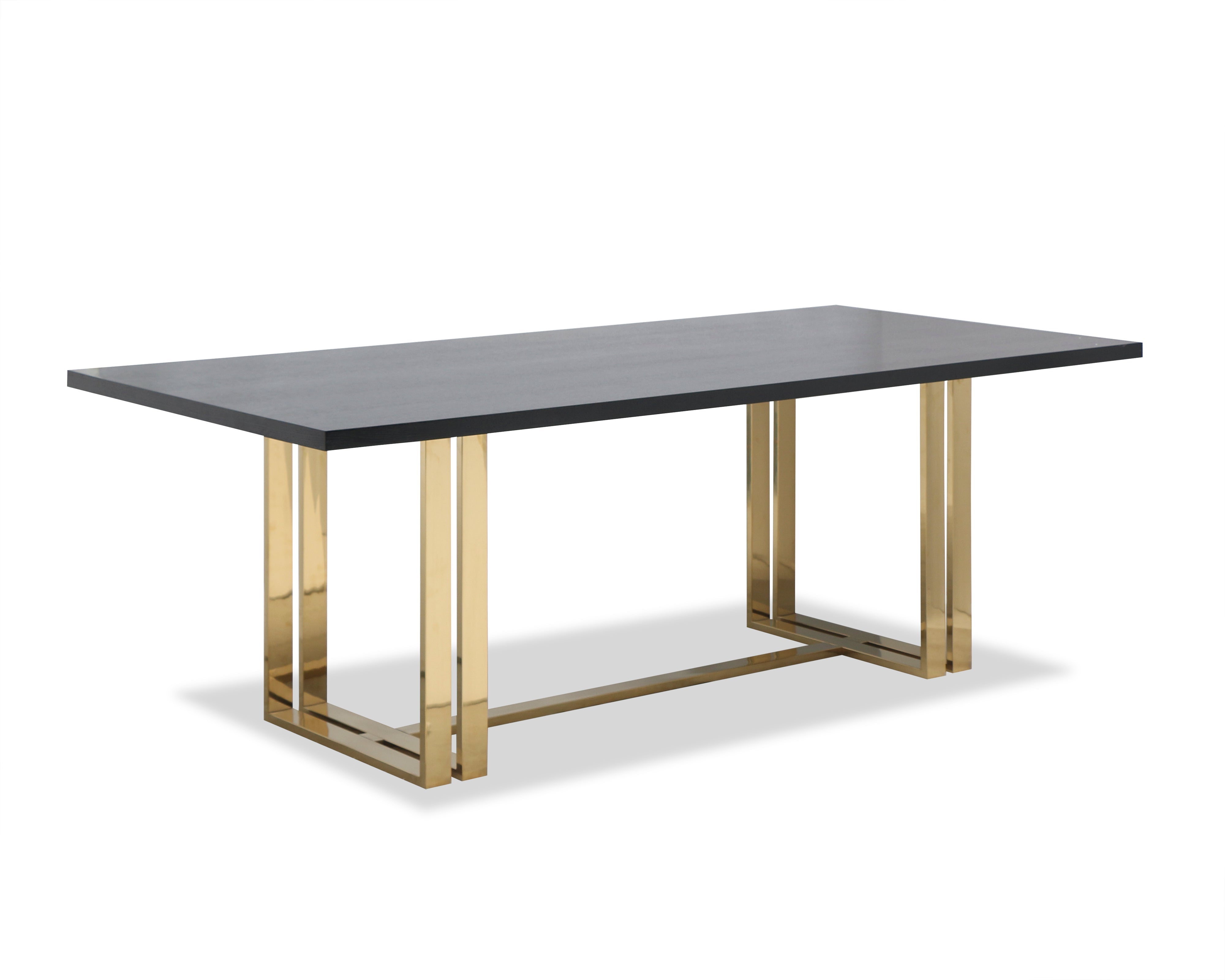 Lennox Dining Table  - Black Ash Veneer/Polished Brass