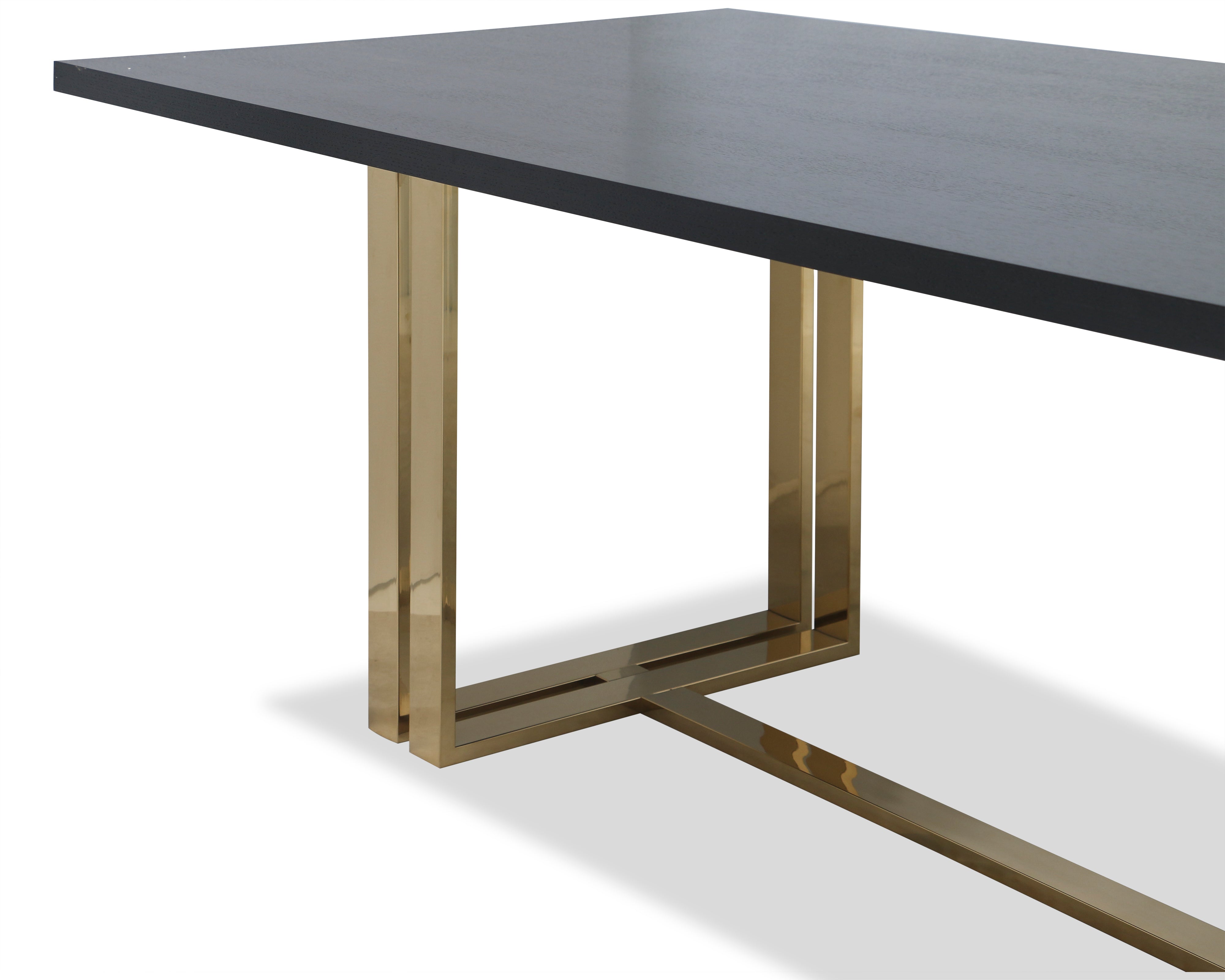 Lennox Dining Table  - Black Ash Veneer/Polished Brass