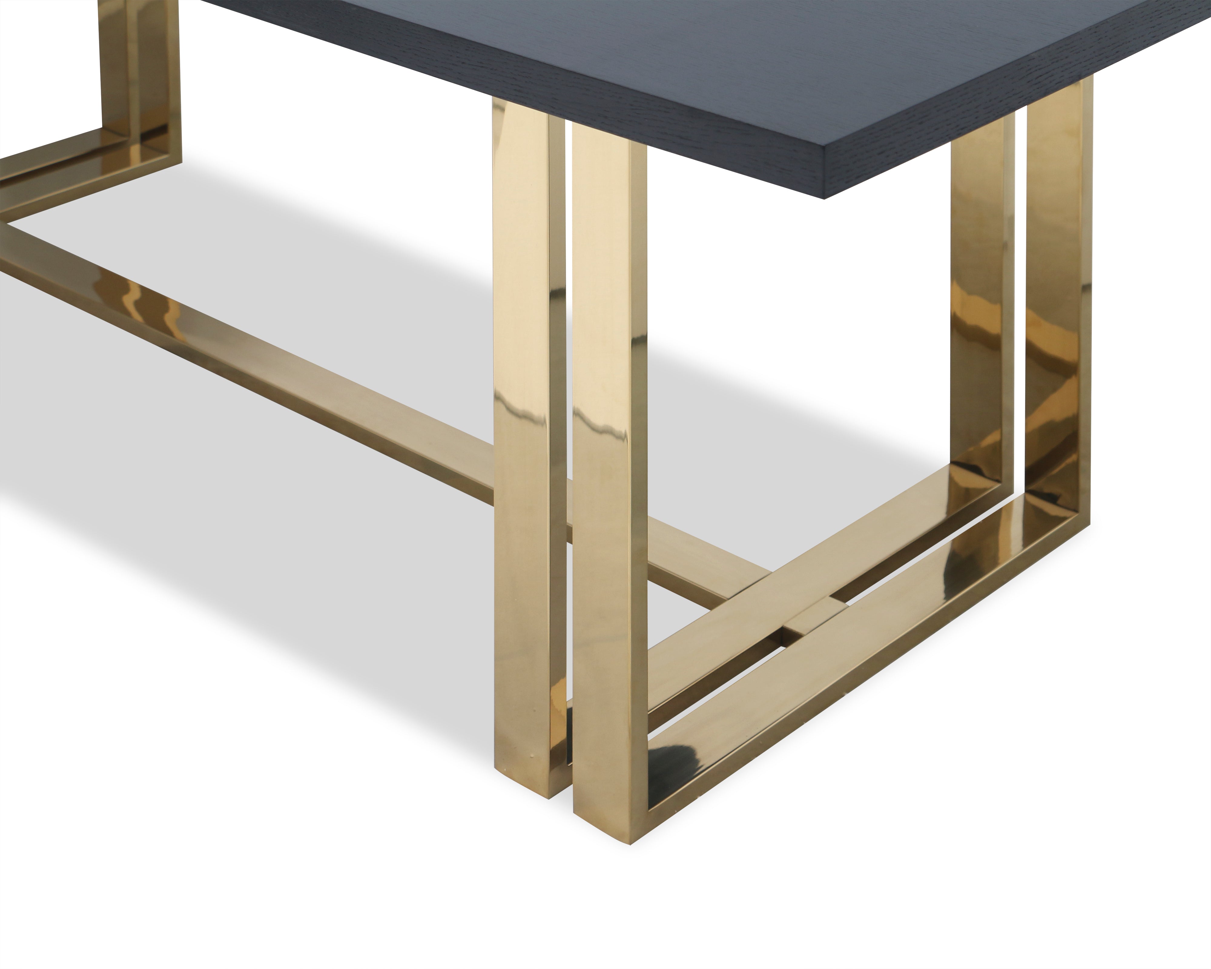 Lennox Dining Table  - Black Ash Veneer/Polished Brass