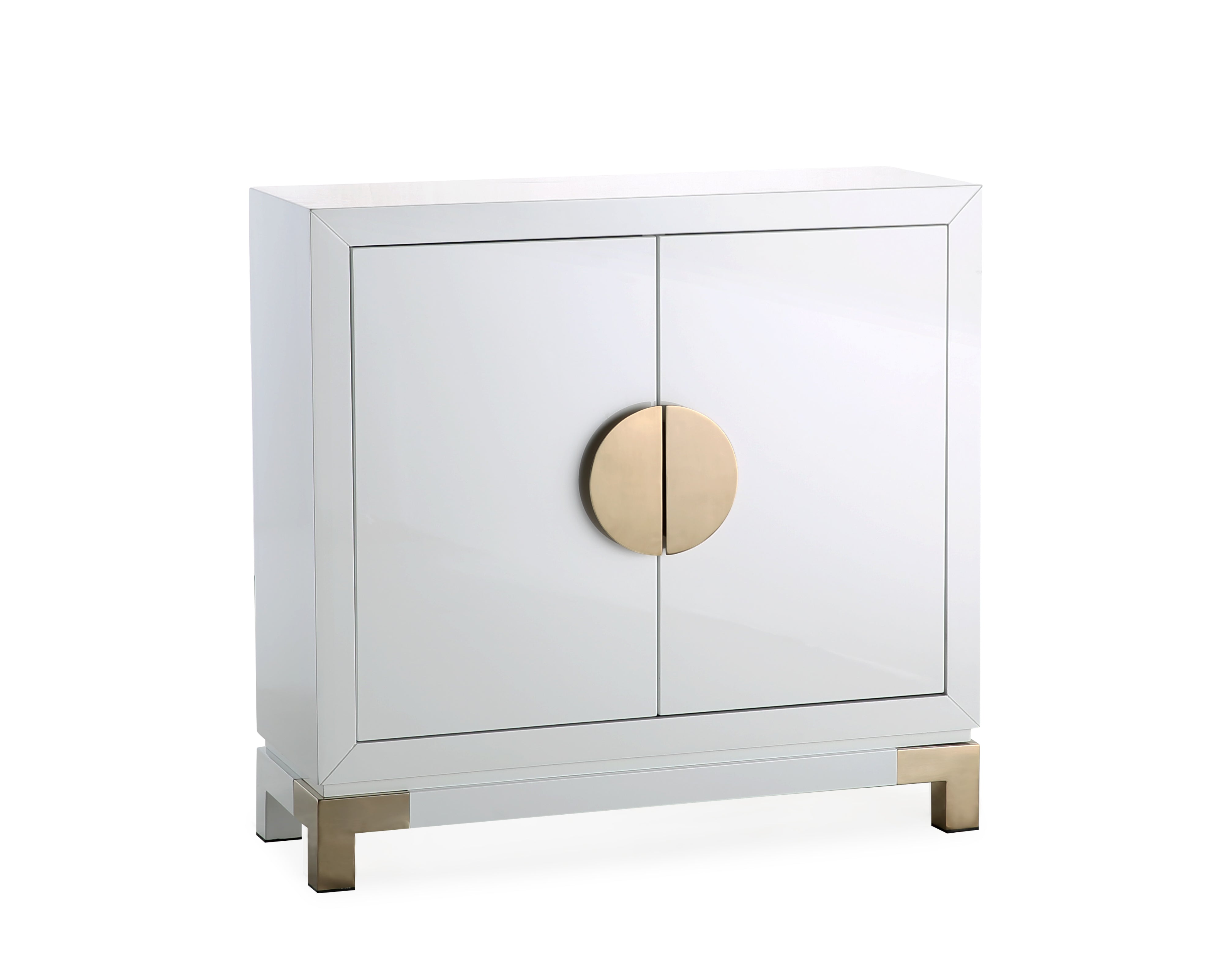 Otium Sideboard  -  White High Gloss/Polished Gold
