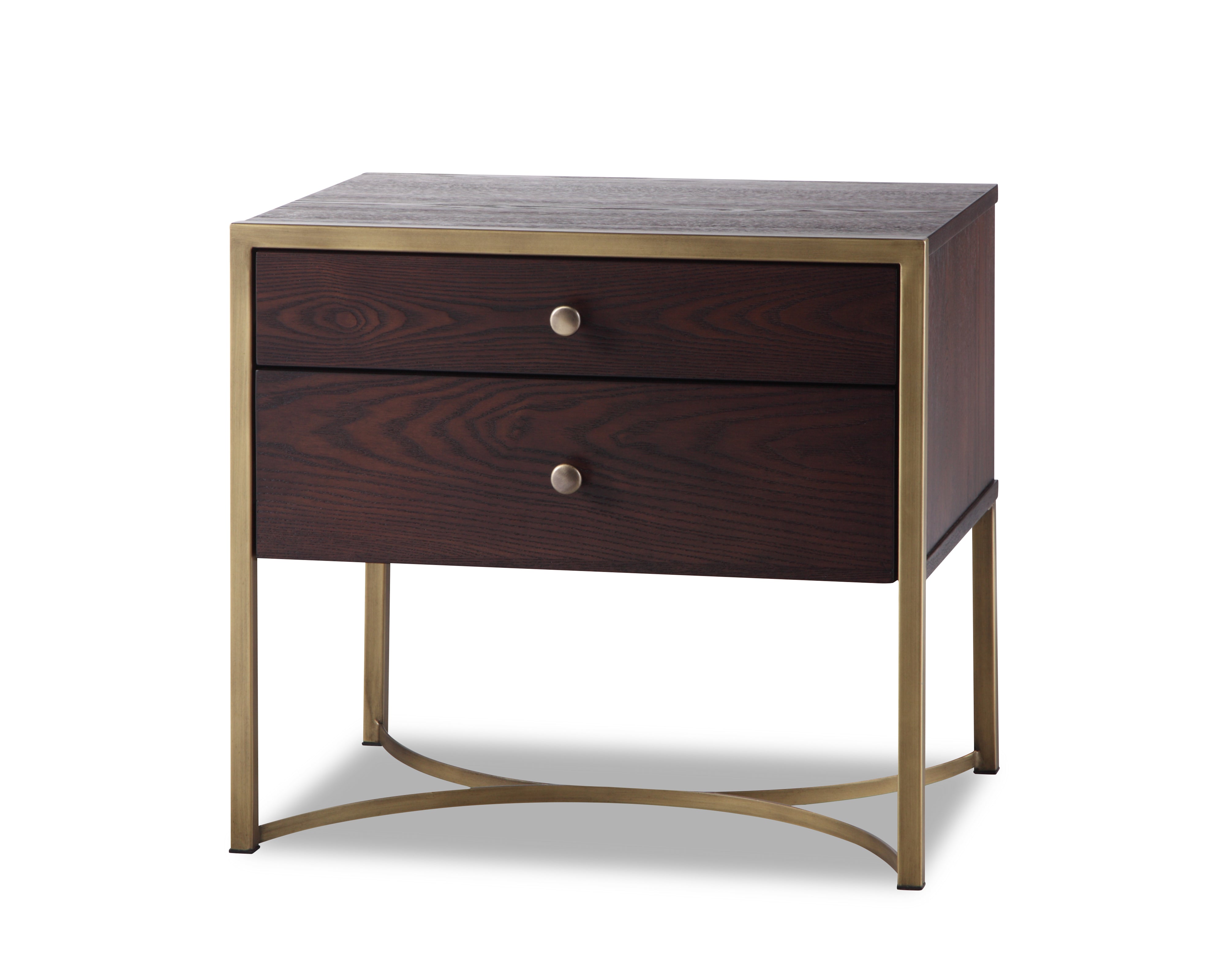 Liang & Eimil Rivoli Bedside Table with Chocolate Brown Ash Veneer and Brass
