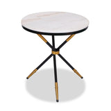 Eton Side Table  - White Marble/Black High Gloss Metal