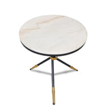 Eton Side Table  - White Marble/Black High Gloss Metal