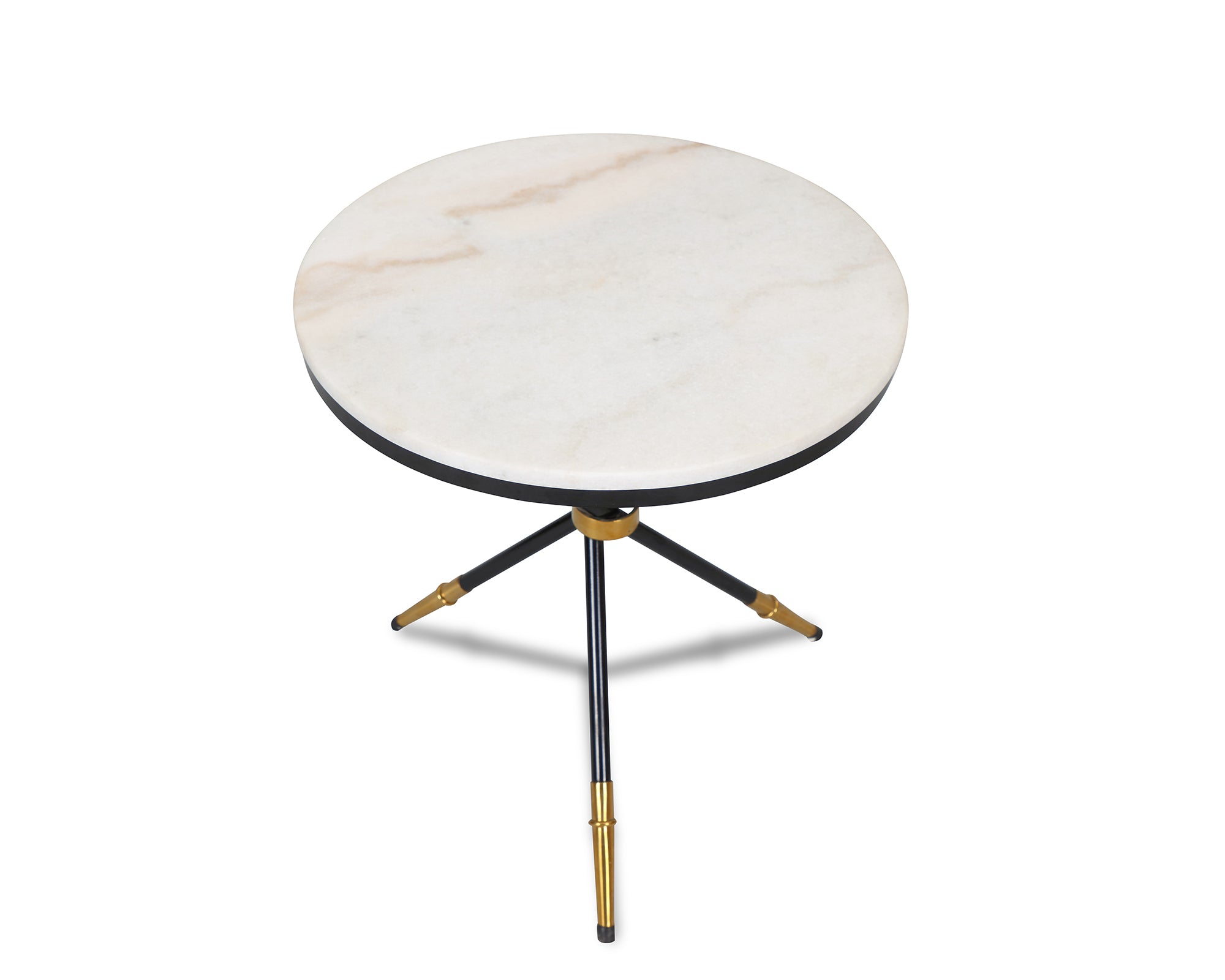 Eton Side Table  - White Marble/Black High Gloss Metal