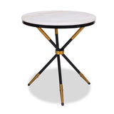 Eton Side Table  - White Marble/Black High Gloss Metal