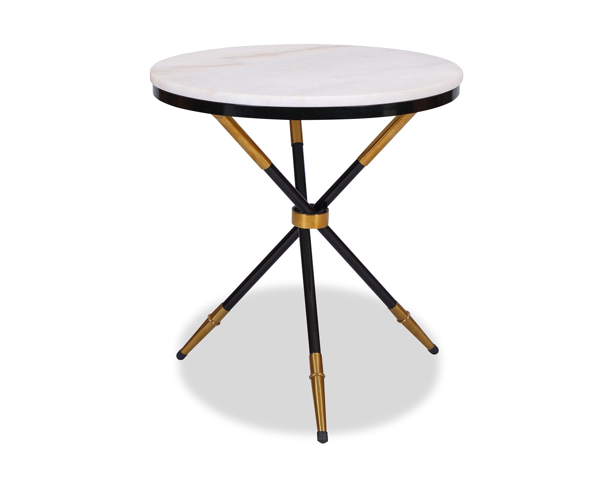 Eton Side Table  - White Marble/Black High Gloss Metal
