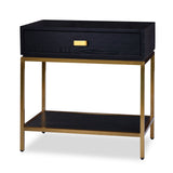 Levi Bedside Table  -  Black Ash Veneer/Brushed Brass