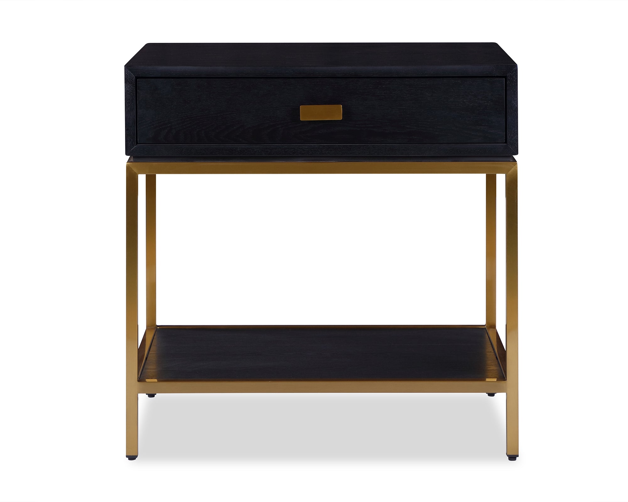 Levi Bedside Table  -  Black Ash Veneer/Brushed Brass