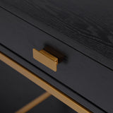 Levi Bedside Table  -  Black Ash Veneer/Brushed Brass