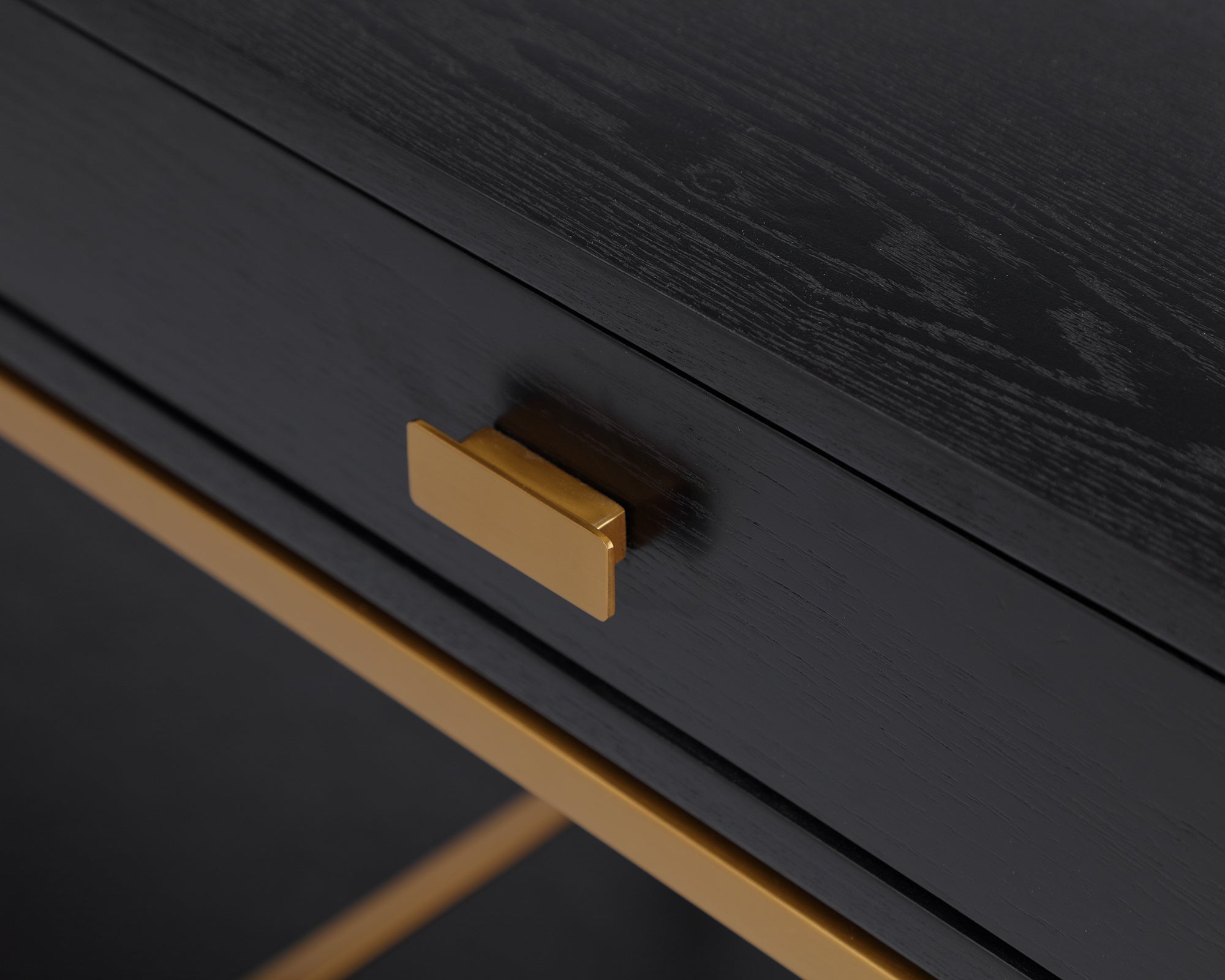 Levi Bedside Table  -  Black Ash Veneer/Brushed Brass