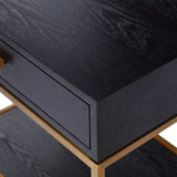Levi Bedside Table  -  Black Ash Veneer/Brushed Brass