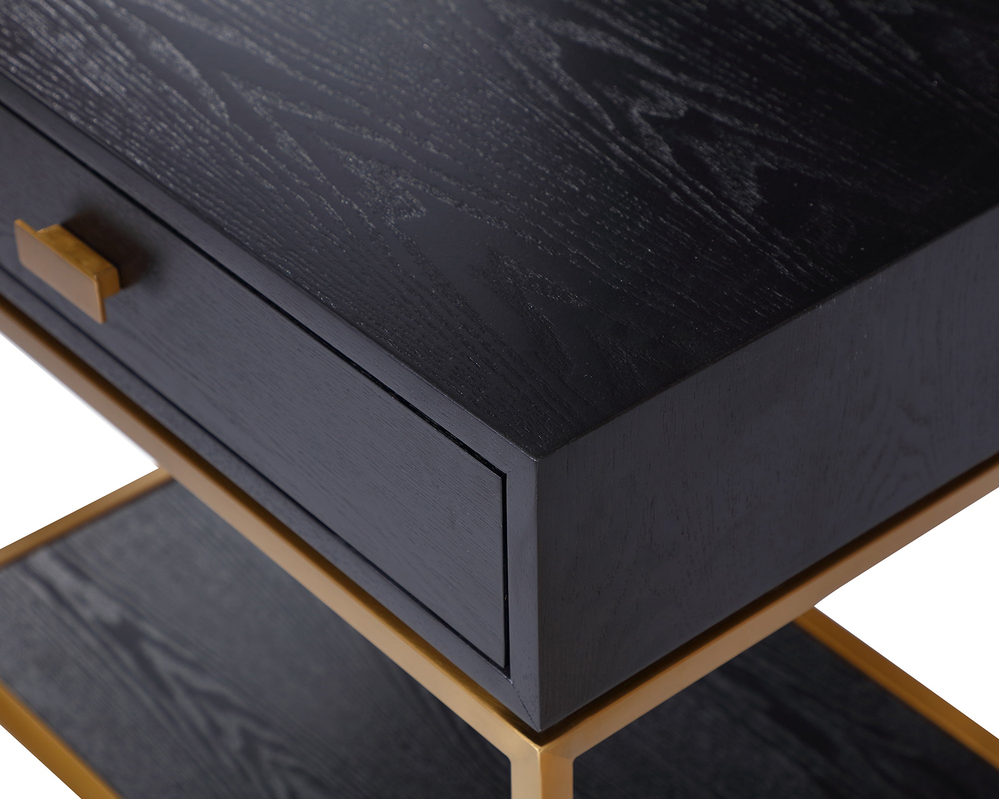 Levi Bedside Table  -  Black Ash Veneer/Brushed Brass