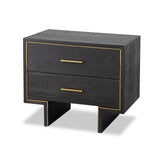 Tigur Bedside Table  -  Black Ash Veneer/Polished Brass