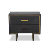 Tigur Bedside Table  -  Black Ash Veneer/Polished Brass