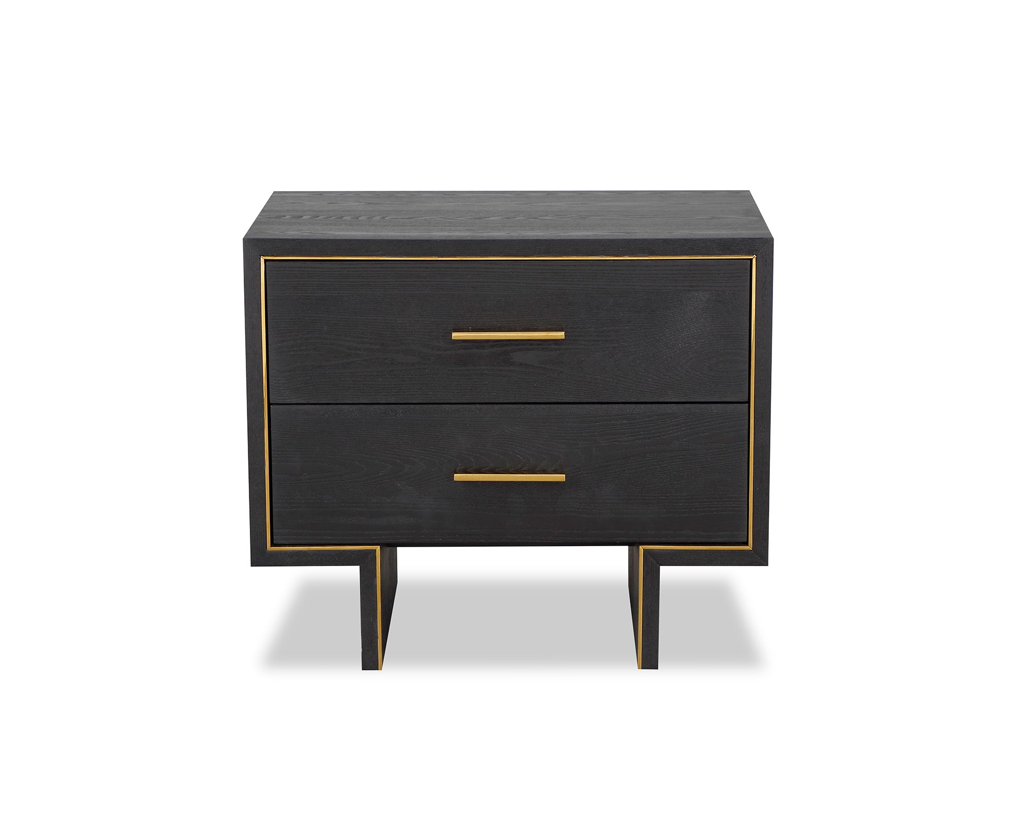 Tigur Bedside Table  -  Black Ash Veneer/Polished Brass