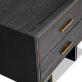 Tigur Bedside Table  -  Black Ash Veneer/Polished Brass