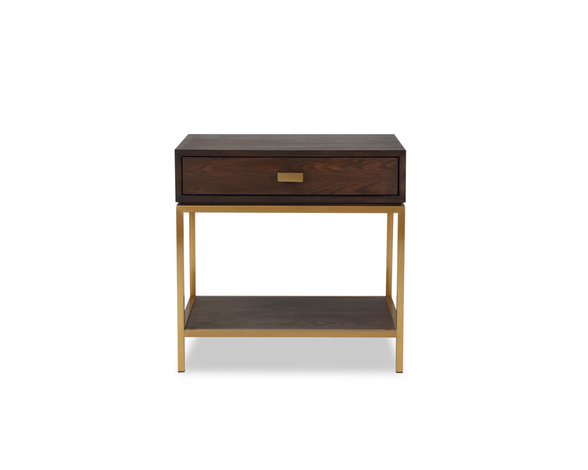 Levi Bedside Table  -  Dark Brown/Brushed Brass