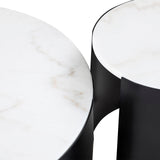 Samba Side Table  - White Marble/Industrial Brown