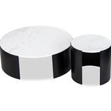 Samba Side Table  - White Marble/Industrial Brown