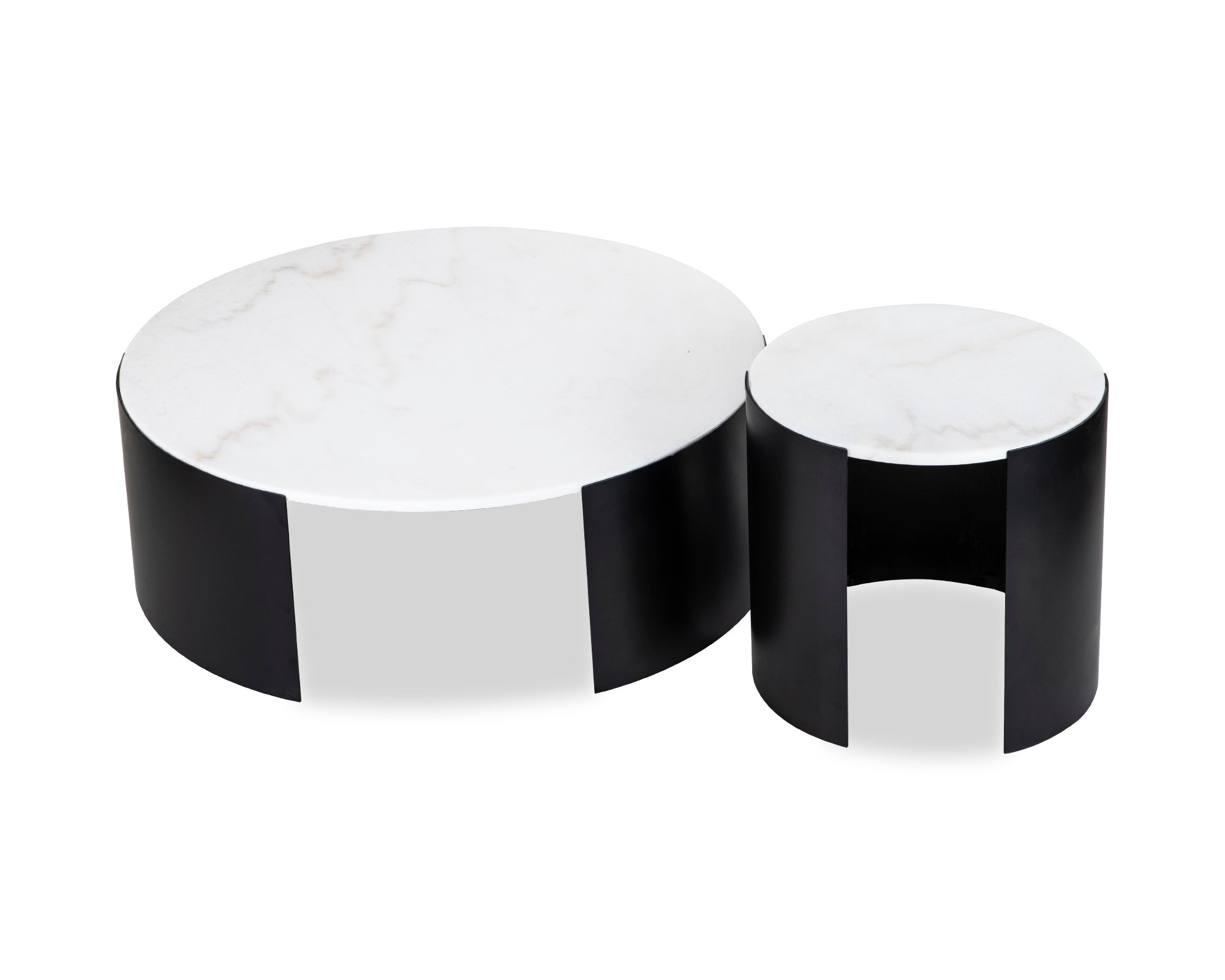 Samba Side Table  - White Marble/Industrial Brown