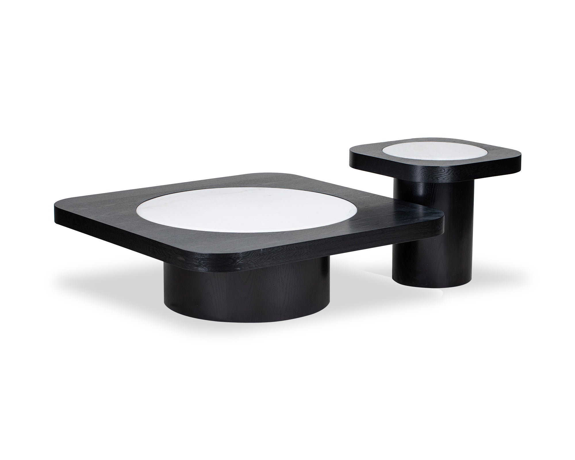 Mythos Side Table  - Black Ash Veneer/White Marble