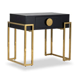 Paradigm Bedside Table  - Black Ash Veneer/Polished Brass