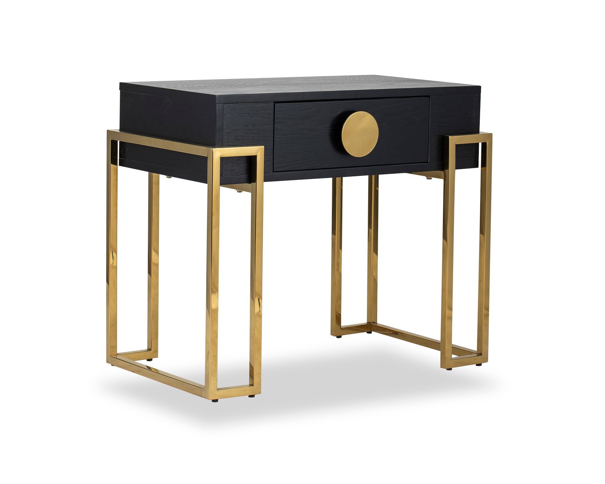Paradigm Bedside Table  - Black Ash Veneer/Polished Brass