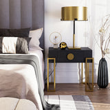 Paradigm Bedside Table  - Black Ash Veneer/Polished Brass