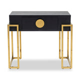Paradigm Bedside Table  - Black Ash Veneer/Polished Brass