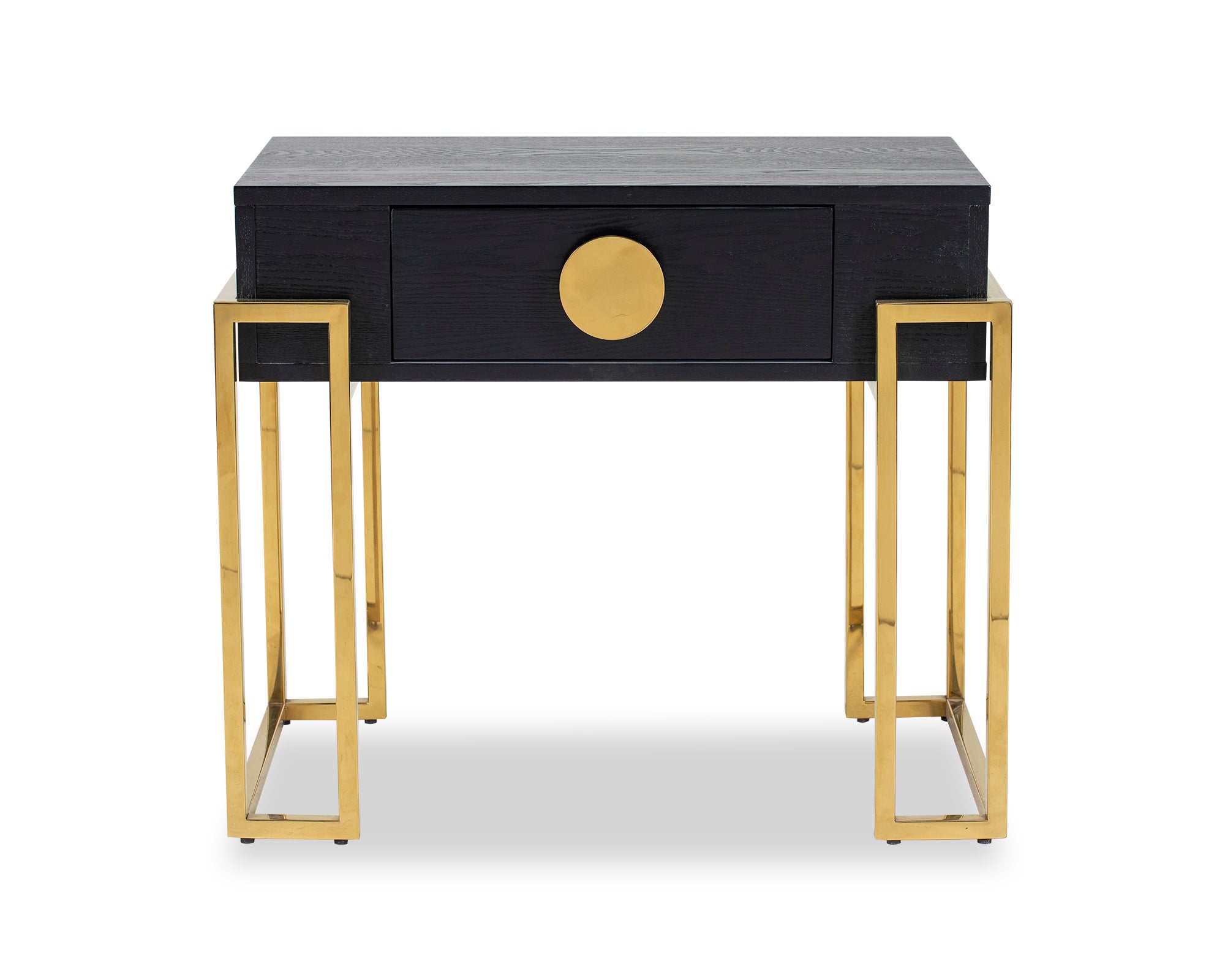 Paradigm Bedside Table  - Black Ash Veneer/Polished Brass