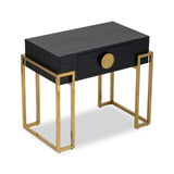 Paradigm Bedside Table  - Black Ash Veneer/Polished Brass