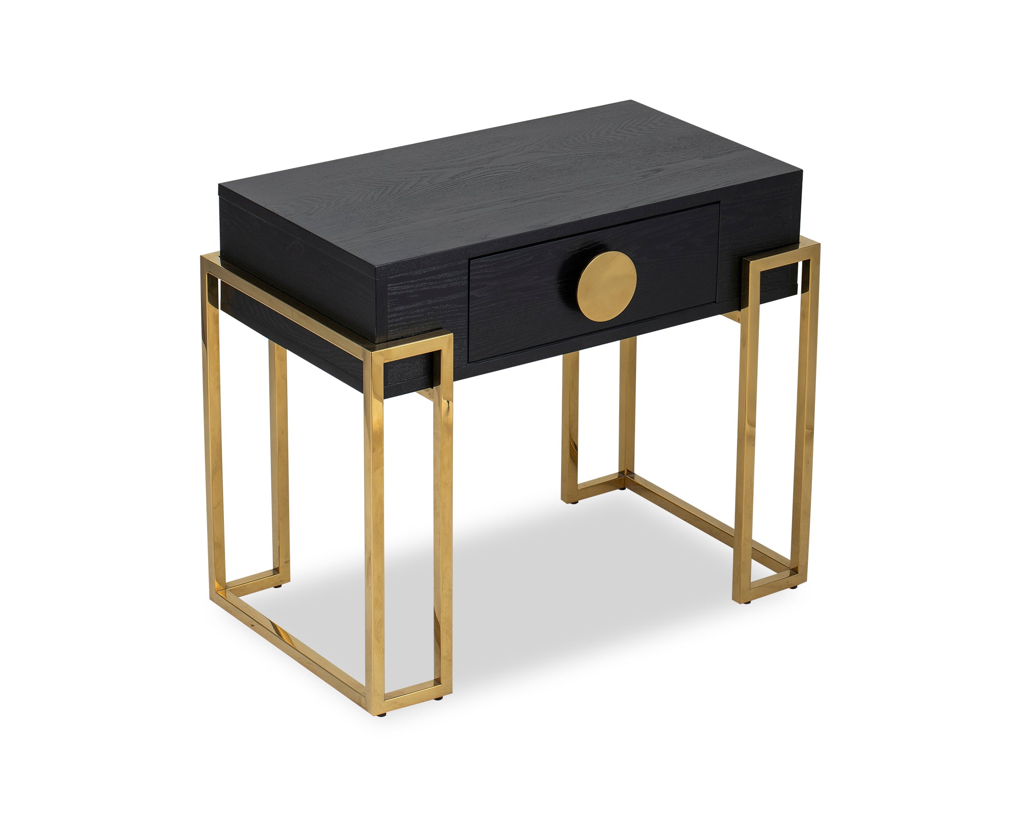 Paradigm Bedside Table  - Black Ash Veneer/Polished Brass