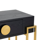 Paradigm Bedside Table  - Black Ash Veneer/Polished Brass