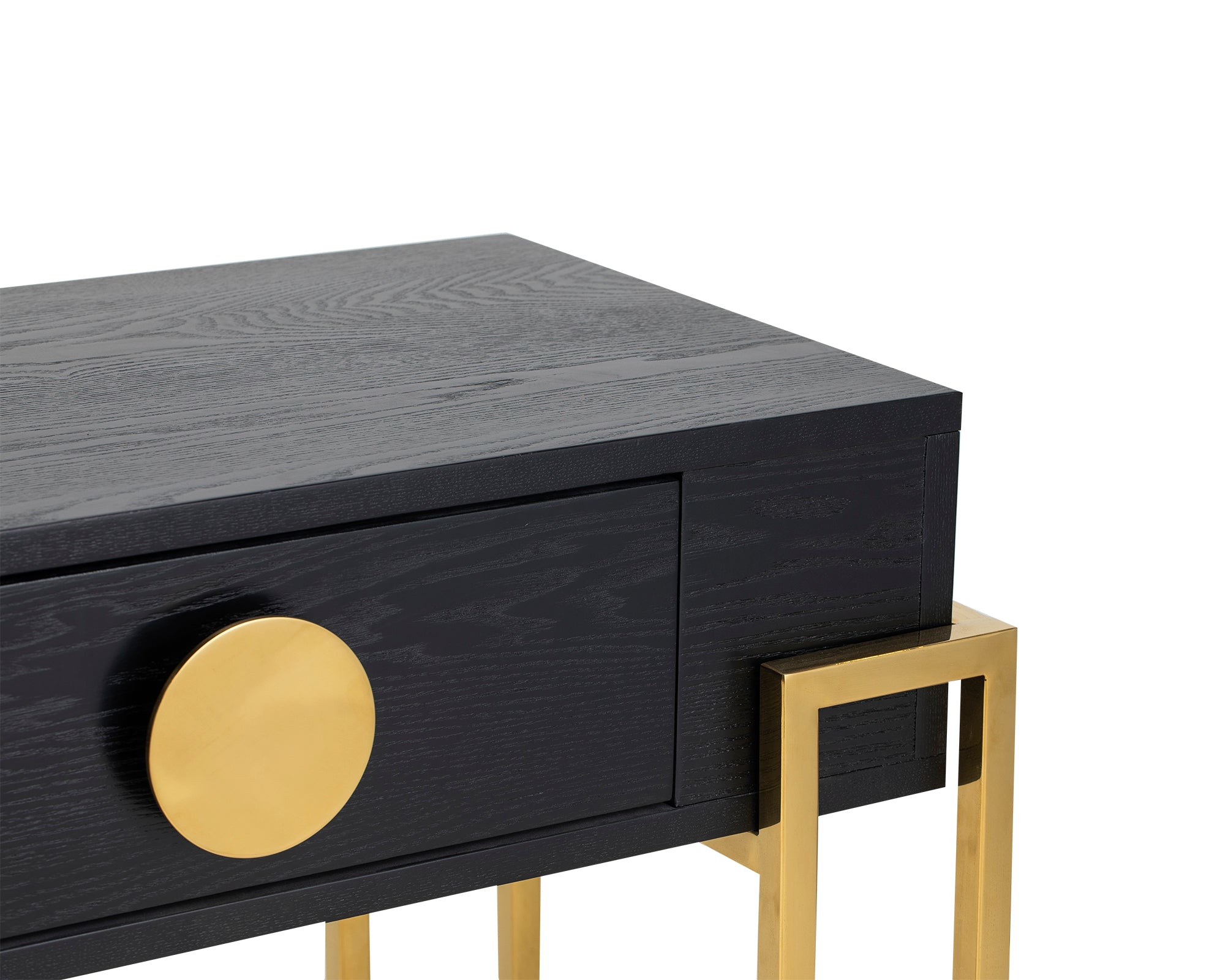 Paradigm Bedside Table  - Black Ash Veneer/Polished Brass