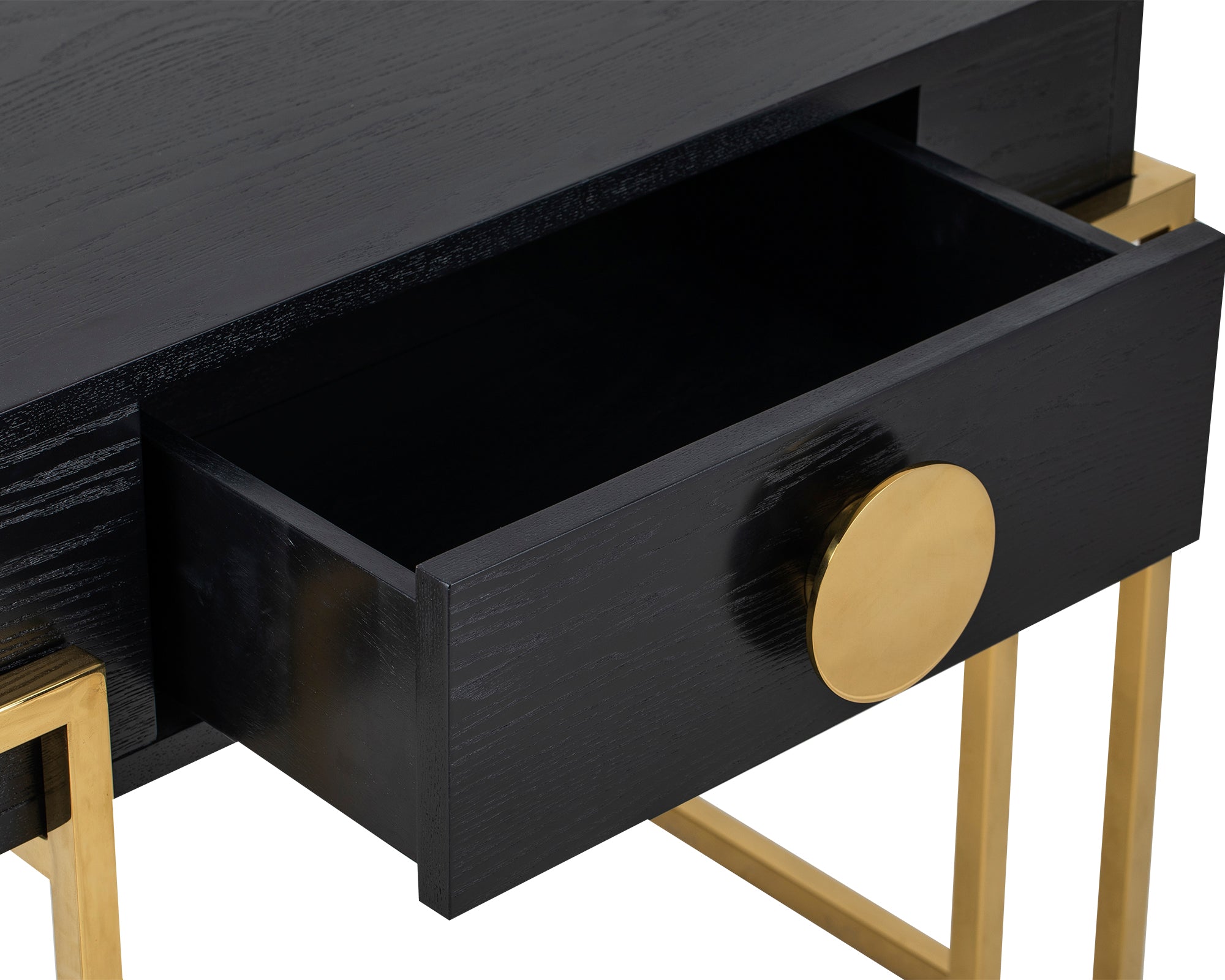 Paradigm Bedside Table  - Black Ash Veneer/Polished Brass