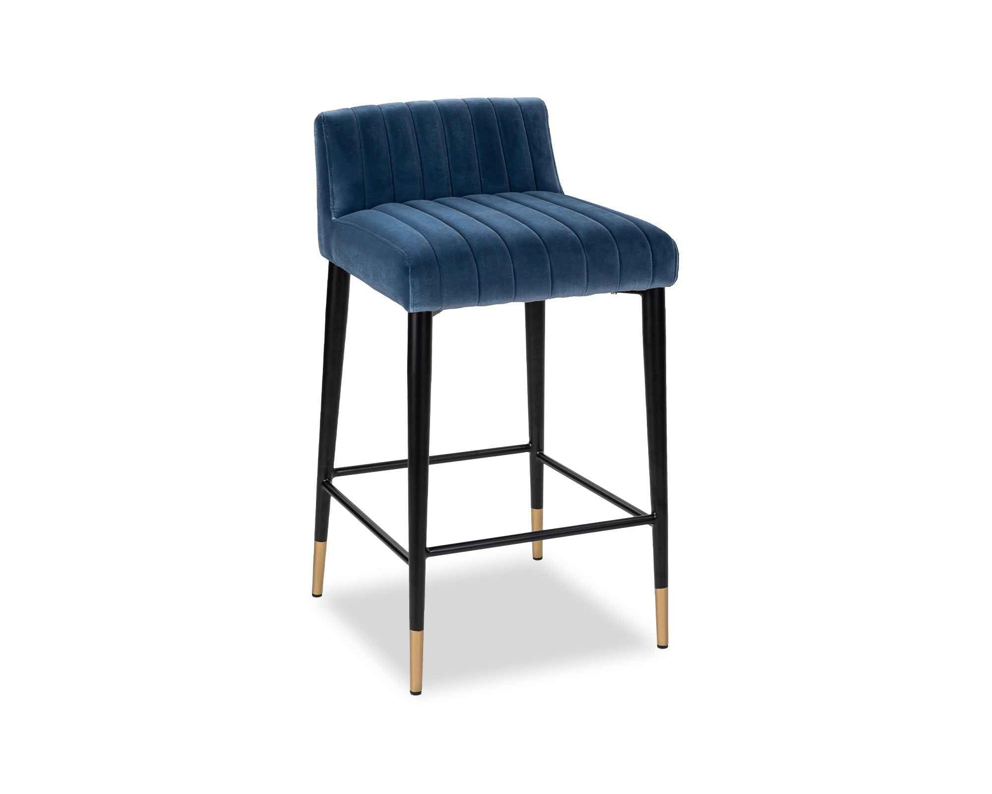 Liang & Eimil Coltrane Counter Stool with Gainsborough Cobalt Blue Velvet