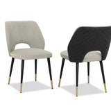 Liang & Eimil Jagger Dining Chair with Kaster Light Grey & Slate Velvet (Set of 2)