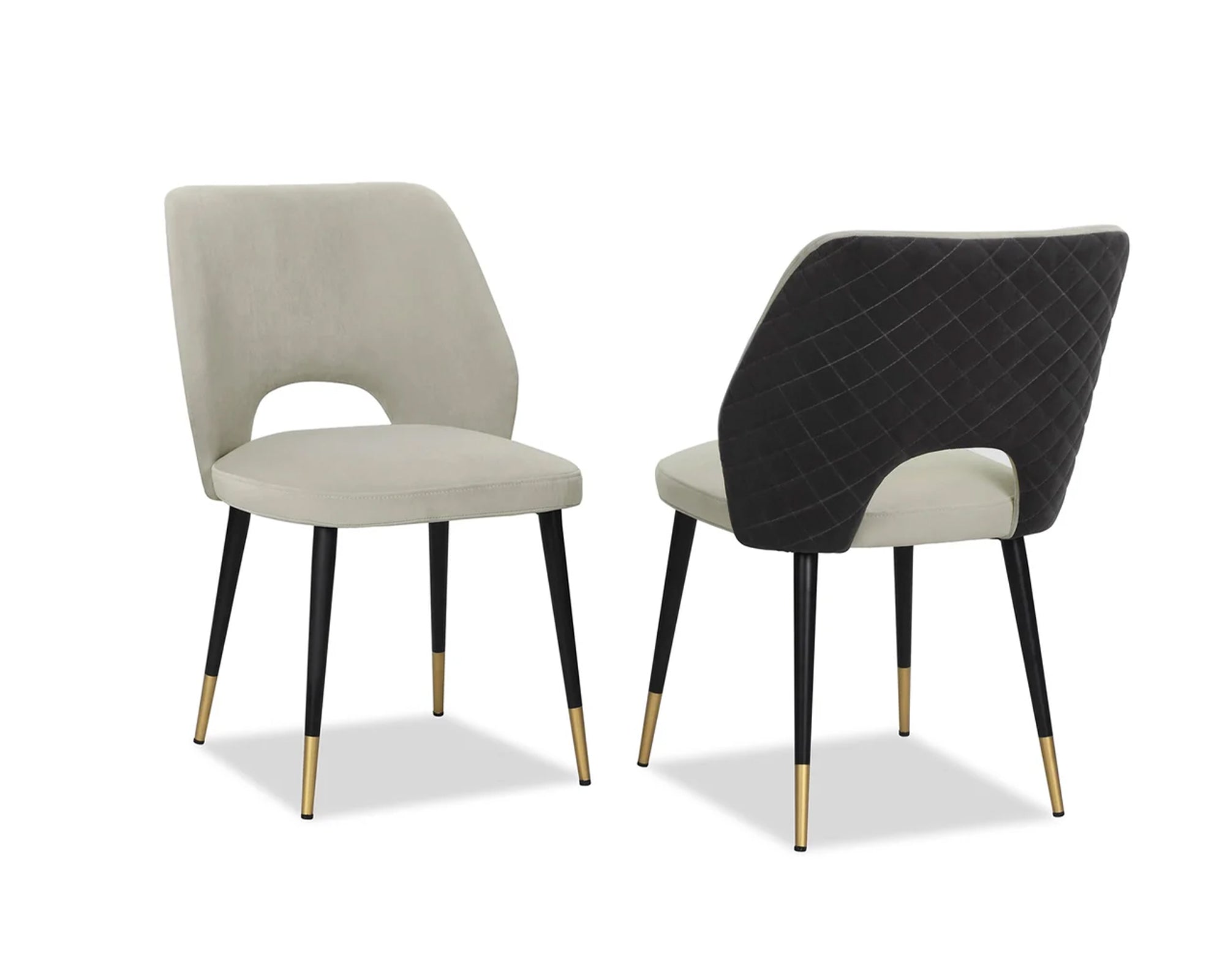 Liang & Eimil Jagger Dining Chair with Kaster Light Grey & Slate Velvet (Set of 2)