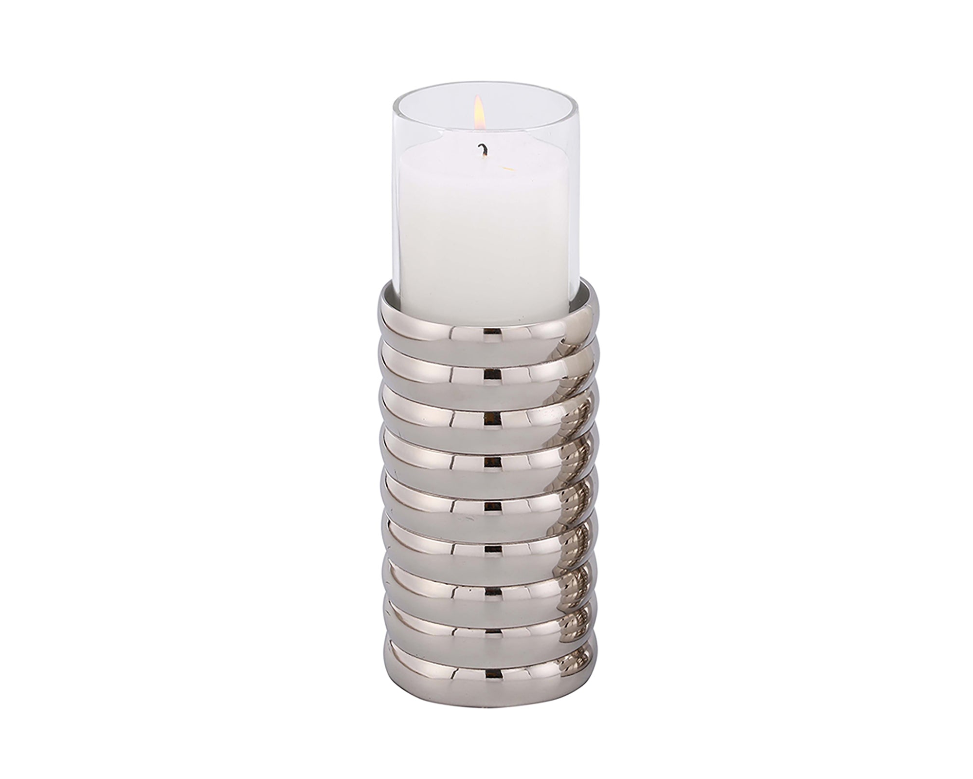 Liang & Eimil Large Pillar Holder featuring Ribbed Nickel Finish