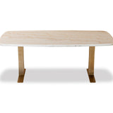 Tatler Dining Table - White Marble Top, Brass Stainless Steel