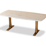 Tatler Dining Table - White Marble Top, Brass Stainless Steel