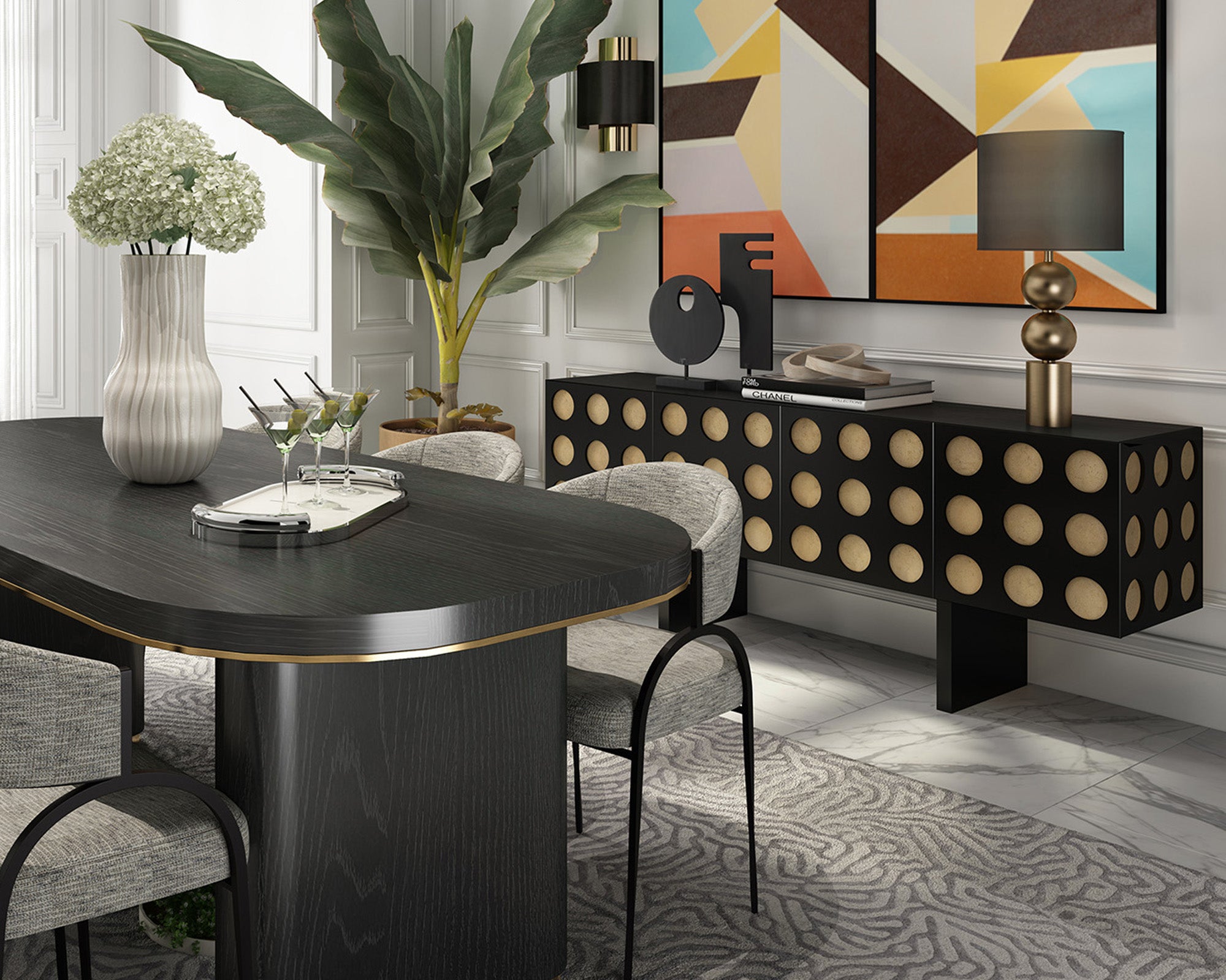 Montana  Sideboard - Black Ash Wood and Brushed Brass
