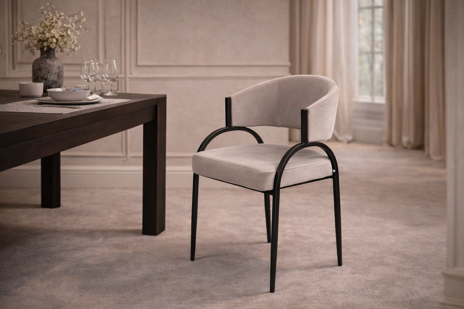 Liang & Eimil Pavilion Dining Chair – Megan Light Grey Velvet