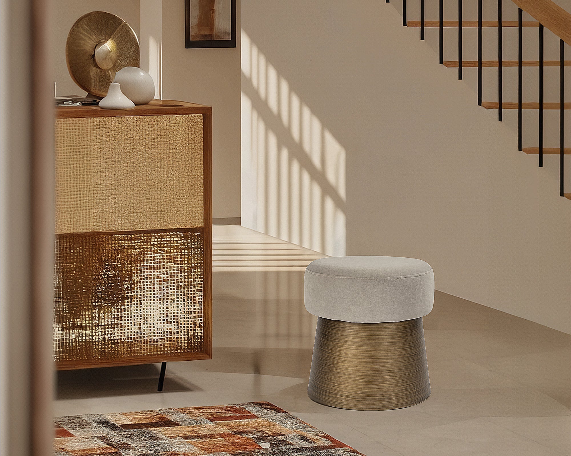 Cyrus Stool  -  Megan Light Grey