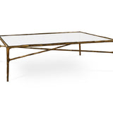 Cobra Coffee Table - Textured Antique Brass and Glass