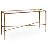 Cobra Console Table - Textured Antique Brass and Glass